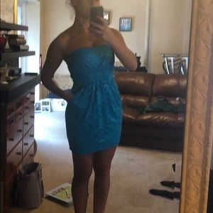 Blue lace midi dress